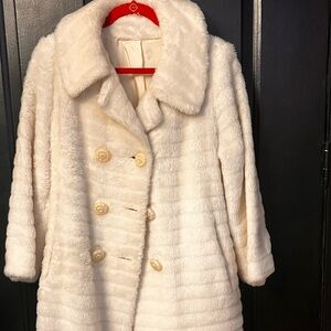 Women’s Vintage Elegant Cream Double-Breasted Faux Fur